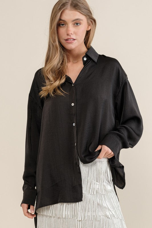 LIGHT SATIN BUTTON DOWN SHIRT