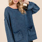 Mittoshop Mineral Wash Patch Pocket Cut Edge Sweater