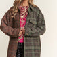 J.NNA Snap Down Tweed Plaid Contrast  Longline Shacket