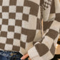 BiBi Checkered Contrast Chunky Sweater