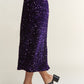 J.NNA Sequin Back Slit Midi Skirt