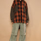 POL Plaid Contrast Long Sleeve Raw Hem Shacket with Chest Pockets