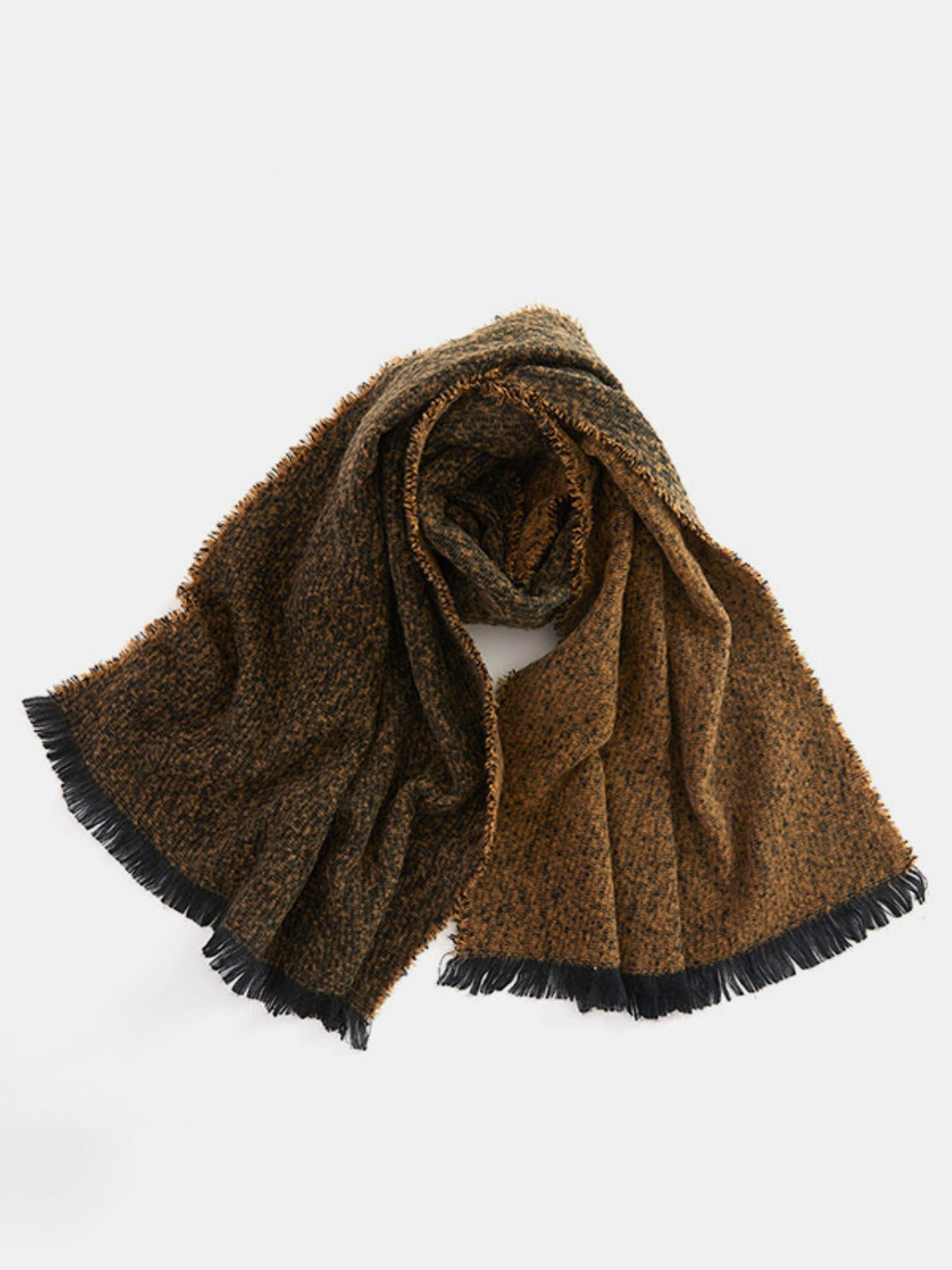 Raw Hem Heathered Polyester Scarf