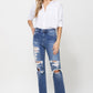 Distressed High Rise Ankle Relaxed Straight Jeans