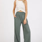 Mittoshop Stretch Banded Waist Wide Leg Pants with Pockets