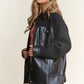 J.NNA Faux Leather Sherpa Contrast Snap Down Jacket