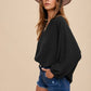 Annie Wear Notched Batwing Sleeve Blouse