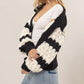 HYFVE Scallop Striped Open Front Long Sleeve Sweater Cardigan