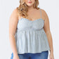 Zenobia Plus Size Frill Smocked Floral Sweetheart Neck Cami