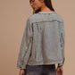 BiBi Mineral Washed Checkered Round Neck Denim Top