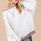 Ces Femme Striped Round Neck Drop Shoulder Sweatshirt