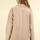 VERY J Mixed Media Button Down Raw Hem Shacket