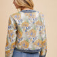 Annie Wear Floral Jacquard Denim Contrast Button Down Jacket