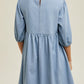 Square Neck Half Sleeve Denim Dress