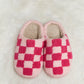 Melody Checkered Print Plush Slide Slippers