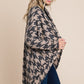 BOMBOM Houndstooth Open Front Cocoon Knit Cardigan