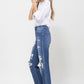 Distressed High Rise Ankle Relaxed Straight Jeans