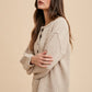 Annie Wear Half Button Ribbed Hem Sweater