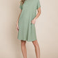 BOMBOM Ribbed Round Neck Short Sleeve Dress