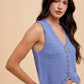 Annie Wear Crochet Trim Button Down Sweater Vest