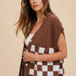 Annie Wear Checkered Button Down Short Sleeve Cardigan