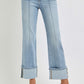 RISEN Plus Size Ankle Straight Leg Cuffed Jeans