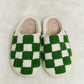 Melody Checkered Print Plush Slide Slippers