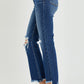 RISEN High Rise Distressed Crop Flare Jeans