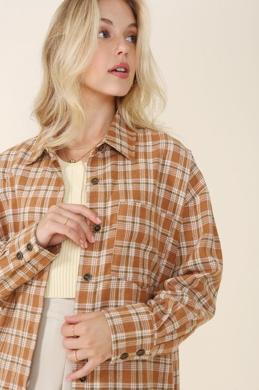 Autumn beige plaid shirt