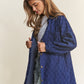 J.NNA Rhombus Stitched Button Up Denim Shacket