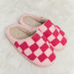 Melody Checkered Print Plush Slide Slippers