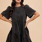 Annie Wear Mineral Washed Round Neck Short Sleeve Denim Dress