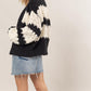 HYFVE Scallop Striped Open Front Long Sleeve Sweater Cardigan