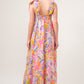 And The Why Full Size Printed Tie Shoulder Tiered Maxi Dress