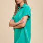 Annie Wear Mineral Washed Johnny Collar Short Sleeve Dress