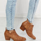 MMShoes Trust Yourself Embroidered Crossover Cowboy Bootie in Caramel